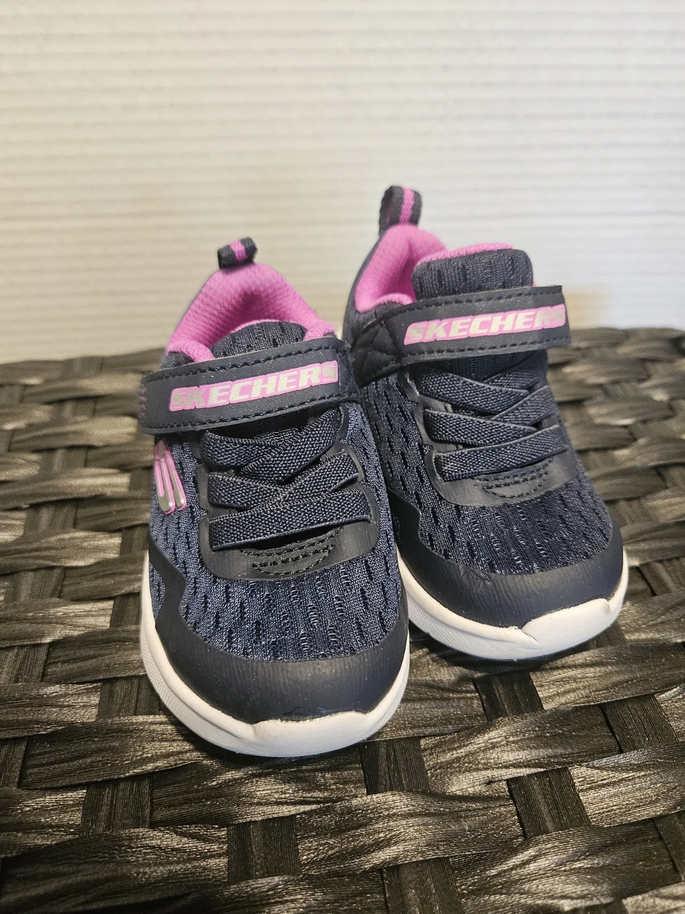 Skechers Navy and Pink Toddler Athletic Sneakers